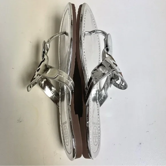 NEW Tory Burch MILLER METALLIC Silver SANDAL women’s size 39EU 8.5M Chic Resort - Picture 9 of 11